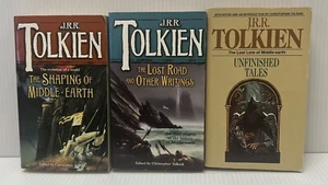J.R.R. Tolkien Lot 3 Books Shaping of Middle Earth Lost Road Unfinished Tales - Imagen 1 de 8