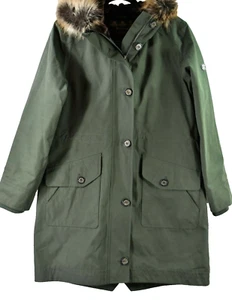 NEW Barbour Tellin Waterproof Hooded Parka with Faux Fur in Olive - US 10 #C18 - Picture 1 of 11