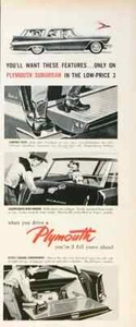 1957 Plymouth Suburban PRINT AD You'll Want These Features  - Picture 1 of 1