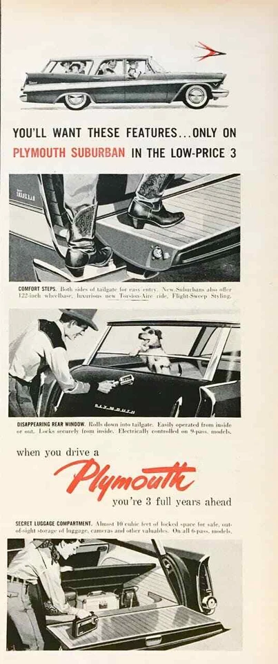 1957 Plymouth Suburban печатная реклама вы захотите эти функции  - Изображение 1 из 1