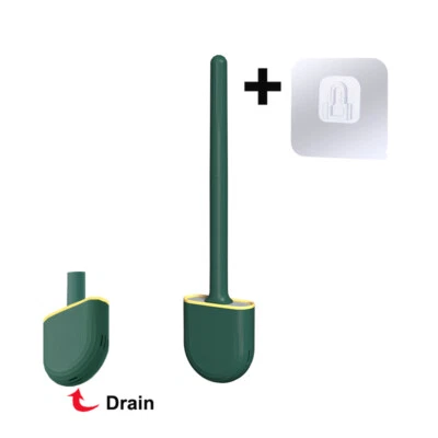 Toilet Brush With Holder Set Long Handled Silicone Toilet Brush Wall Mounted - Image 1 of 4