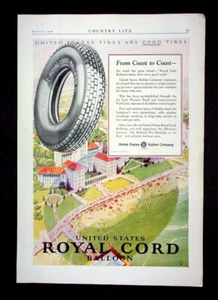 1926 United States Royal Cord Ballon Tire Company Print Ad A2 - Picture 1 of 1