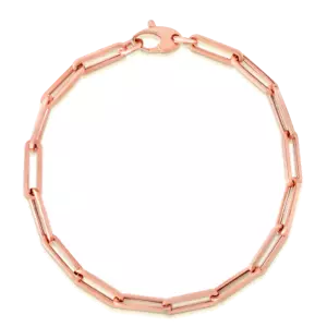 14k Rose Gold Lite PAPERCLIP Link Chain Bracelet 7.5 Inch 2.5 grams 4.2MM - Picture 1 of 14