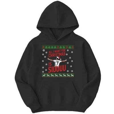 BANANA-TEES All I Want For Christmas Is Siuuu Ronaldo 7 Feiertage Kinder Jungen Mädchen Hoodie