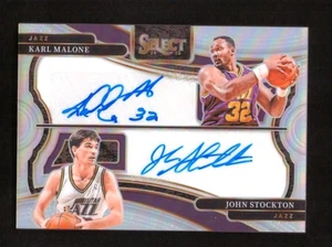 2024-25 Panini Select Karl Malone John Stockton Pairings Dual Silver Auto 43/49 - Picture 1 of 2