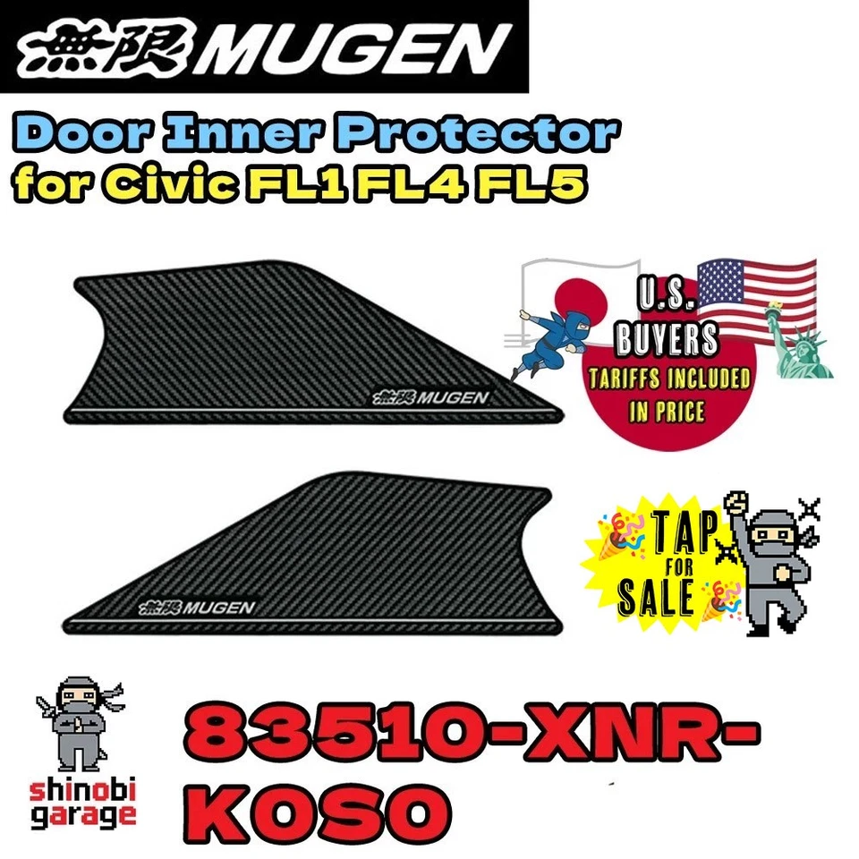 Protector interior de puerta MUGEN genuino - aspecto de carbono para Honda Civic FL1 FL4 FL5 Foto 1 de 1