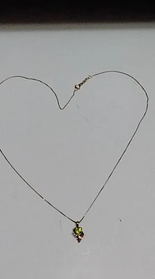 10K Yellow Gold 1mm, 18" Box Chain Necklace With 14k and Peridot Heart Pendant - Image 1 of 4