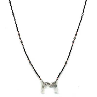 925 Silver Handmade Gray Pearl & Black Spinel Face Mask Necklace Holder 29.5 In. - Image 1 of 4