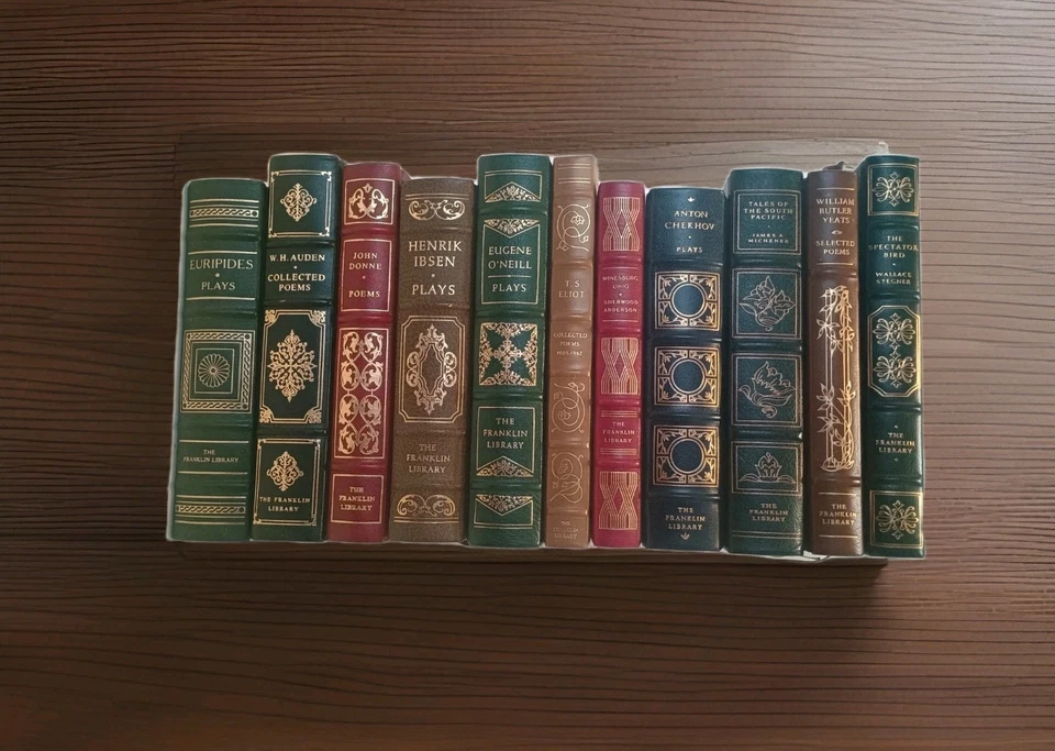  Lot of 11 The Franklin Library Gold Gilded Leather Books Decorative Staging Set Foto 1 de 4