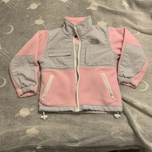 The North Face Full Zip Jacket Girls Fleece Size 5 Pink Gray No Zipper - Picture 1 of 10