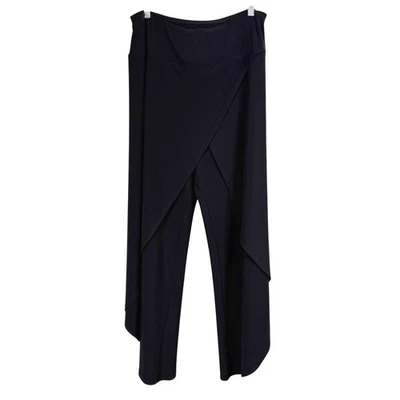 Joseph Ribkoff Black Asymmetrical Layered Wrap Pants FLOWY PULL ON WOMEN M/L - Image 1 of 4