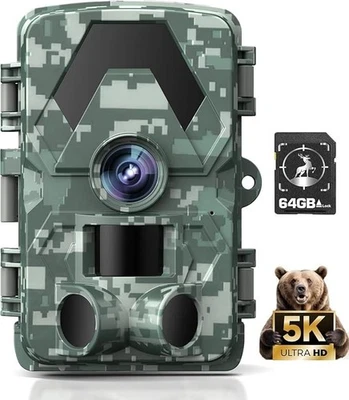 Wildlife Camera 5K 60MP Wildlife Camera with 98FT 130 Wide Angle 0.05s Shutter Speed - Image 1 of 4