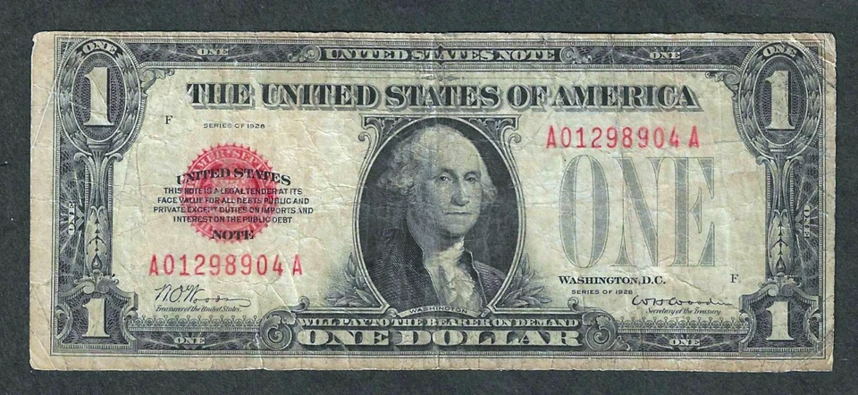 1928 $1 RED SEAL LEGAL TENDER NOTE ~ FR-1500 ~ NICE COLLECTOR GRADE - Image 1 of 2