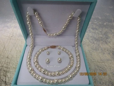 Nuevo Elegante Juego de Caja de Regalo Joyería Perla de Vidrio Foto 1 de 2