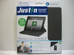 NIB JUSTiN RECHARGEABLE POWER CASE FOR IPAD BY INNOVATIVE TECHNOLOGY ITJ-4238  - Picture 1 of 2