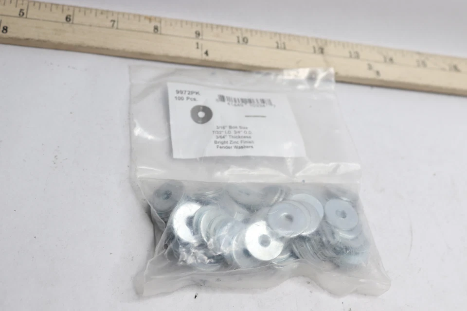 (100-Pk) Arandelas de guardabarros discoteca chapadas en zinc 3/16" X 3/4" x 3/64" de espesor 9972PK Foto 1 de 3