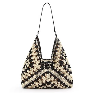 Straw Hobo Beach Bag for Women, Woven Tote Bag Summer Crochet Shoulder Bag,Vinta - Picture 1 of 7