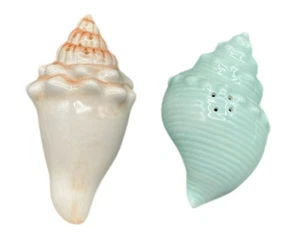 Amscan Conch Seashell Salt & Pepper Shakers Mint Green & White - Picture 1 of 12