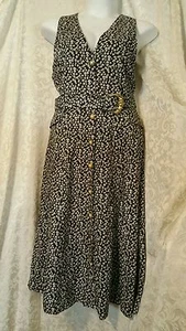 S.L. Fashions Sleeveless Black/White Floral Print Dress SZ 14 1421 - Picture 1 of 7
