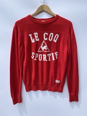 Le-Cog Sportif 红色圆领长袖标志套衫毛衣 M — 第 1/4 张图片