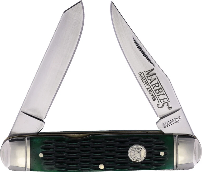 Marbles Two Blade Jack Green Folding Stainless Steel Pocket Knife 631 - Image 1 of 1