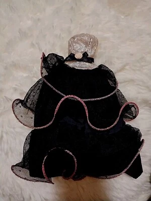 Lot#G1 Barbie Fashion Avenue Black Dress Gown withPink Trim Silver Shoes - Image 1 of 4