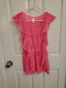 Justice Girls Pink Lace Swimsuit Cover-Up (Pull Over) Size 10 - Picture 1 of 3