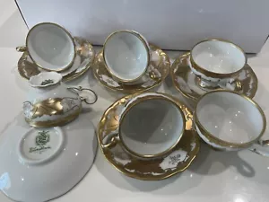 Weimar Jutta Gold Leaf Demitasse 6 Cups With Saucers. Excellent! - Picture 1 of 10