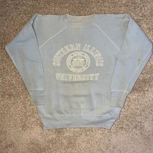 Vintage 50's 60's Souther Illinois University Flock Print SS Sweatshirt Size M/L - Imagen 1 de 9