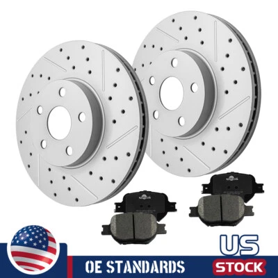 Pastillas de freno de cerámica rotores de disco perforados delanteros para Toyota Celica GTS GT Scion tC Foto 1 de 4