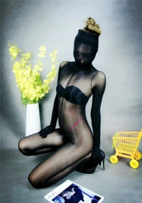 Body de nailon brillante para hombre con baúl de pistola calzoncillos completos 5 dedos y guantes máscara Foto 1 de 4