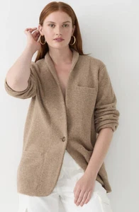 J. Crew 178 $ weiche braune Wollmischung Cocoon entspannte Strickjacke Pullover Blazer XXL - Bild 1 von 15