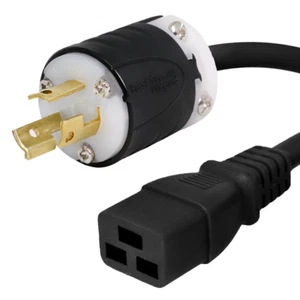 NEMA L6-15P to C19 Power Cord - 12 ft, 15A/250V 14 AWG - Iron Box # IBX-4935 - Picture 1 of 1