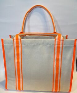 Boden Orange Structured Canvas Tote Bag
