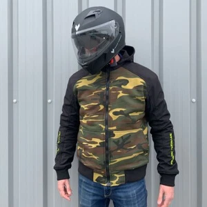Frank Thomas Burner Motorcycle Hoodie Mens Black Camo Green - Picture 1 of 3