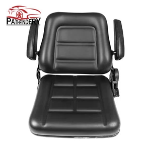 Lawn Mower Tractor Seat Forklift Excavator Seat w/ Armrests Adjustable Backrest - Picture 1 of 13