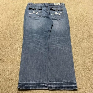LRG Y2K Baggy Skater Embroidered Faded Whiskered Nicely Washed Jeans 40x33 - Picture 1 of 7