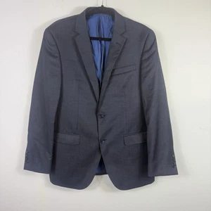 Saville Row 100% merino wool men's suit jacket steele blue lined 2 button Size L - Picture 1 of 9