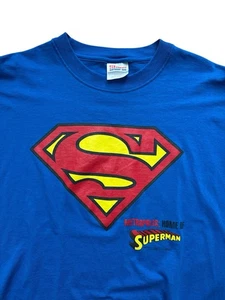 Vintage Superman Herren T-Shirt blau Gr. XL Hanes 50/50 Heavyweight Tag 90’s Tee - Bild 1 von 7