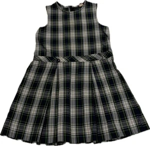 Girl’s Rifle Official Schoolwear Uniform Dress Pleated Blue/Green Plaid Sz 7 Reg - Picture 1 of 10