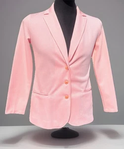 70’s Lucky Tops By L & K Pink & White Candy Stripped Blazer Sz 10 Hamptons Cute - Picture 1 of 11