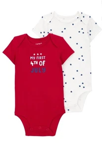 Body Carter's My First 4th Fourth of July Rojo Blanco Estrellas Unisex 100% Algodón - Imagen 1 de 6