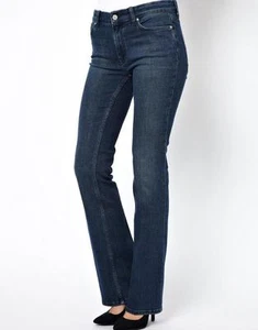 MiH Jeans London Jean Winger Denim Azul Lavado Bota Delgada Corte Cremallera Bolsillos WJ122WG - Imagen 1 de 7