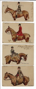 4 Pferd & Reiter Tuck Sportpostkarten #1371 Künstler Til Lloyd 1903 P1056 - Bild 1 von 2