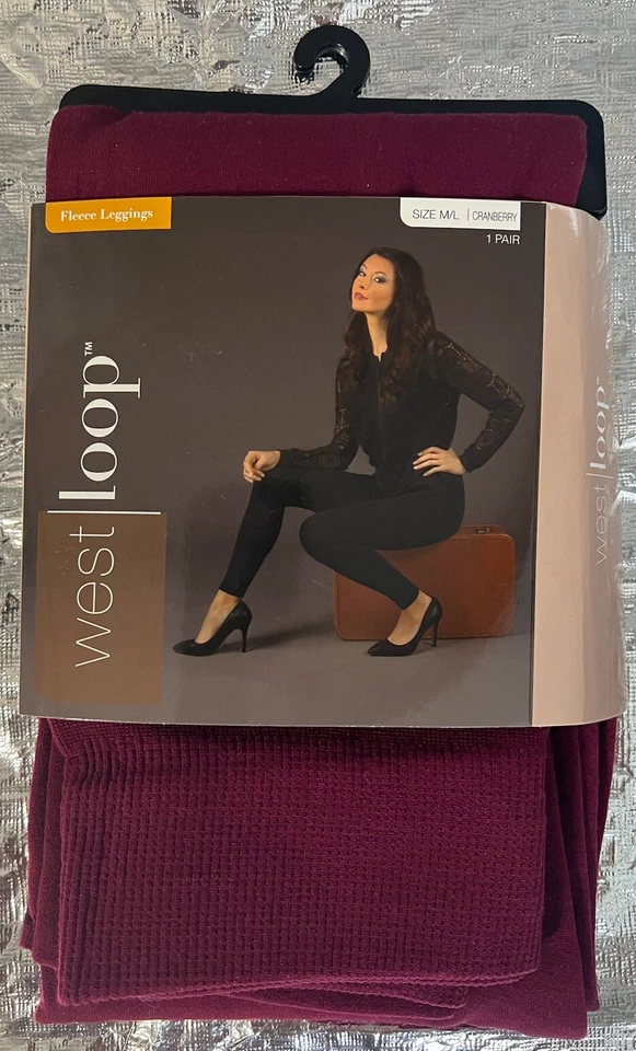 West Loop Women’s Fleece Leggings Cranberry Size: M/L Elastic Waist Full Length - Image 1 of 4
