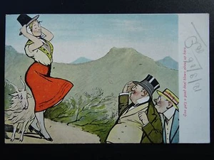 Wales CYMRU - ONE GETS A GOOD DEAL BLOWN ABOUT UP HERE (2) c1906 Comic Postcard - Picture 1 of 2