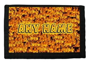 PERSONALISED FIRE FLAMES PRINT BOYS RIP WALLET BIRTHDAY CHRISTMAS GIFT - Picture 1 of 3