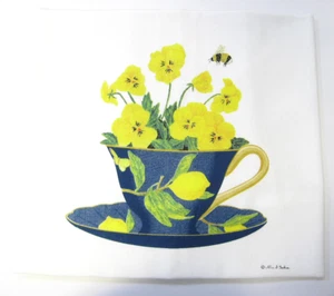 Alice's Cottage Cotton Flour Sack Kitchen Tea Towel Lemon Teacup - NEW - Picture 1 of 1