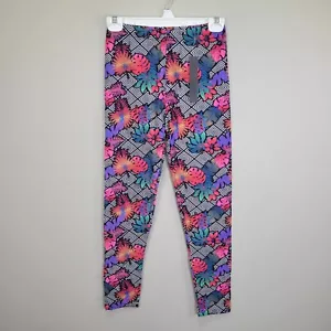 Tropical Floral Print Polyester Spandex Ankle Leggings Extra Plus Size - Picture 1 of 8