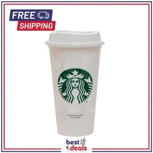 Starbucks White Reusable Travel Mug/Cup/Tumbler Grande Medium, 16oz - Picture 1 of 5
